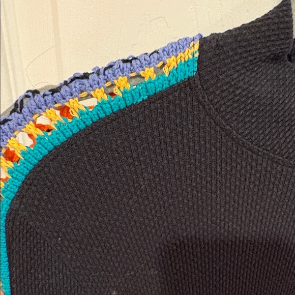 Free People Black Knit Top with Colorful Sleeves - Picture 5 of 5